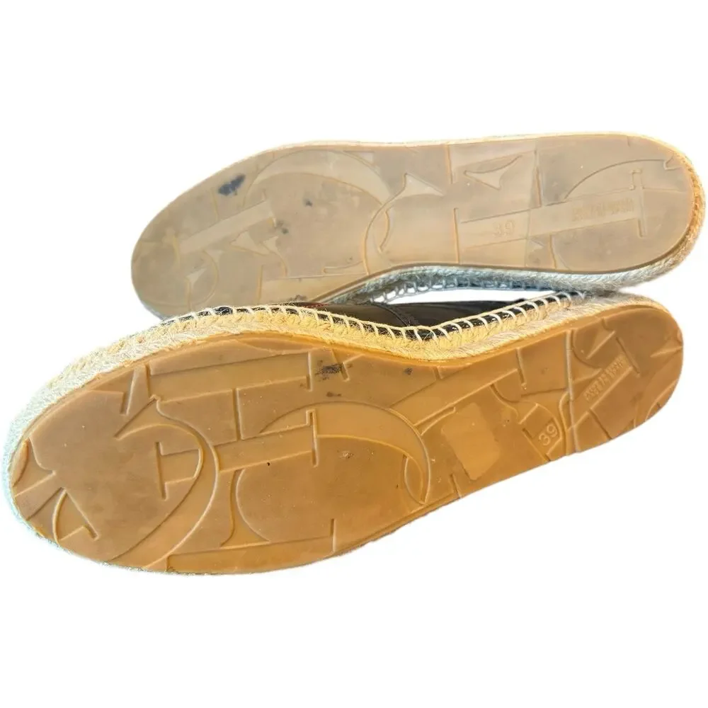 CH Carolina Herrera Initials Insignia Patent Leather Espadrilles Flats Size 39